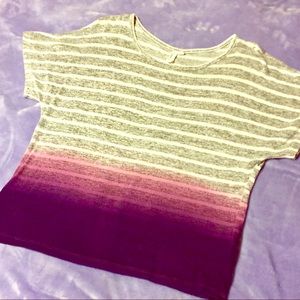 🍌 HangTen Super Soft Gray Purple Ombré Stripe Top
